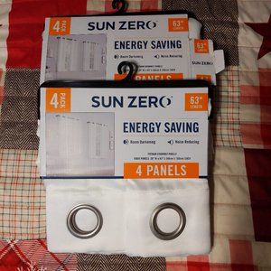 8 panels white 63" with grommet curtains